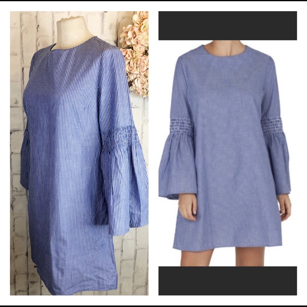 Beach lunch Lounge blue white striped shift mini